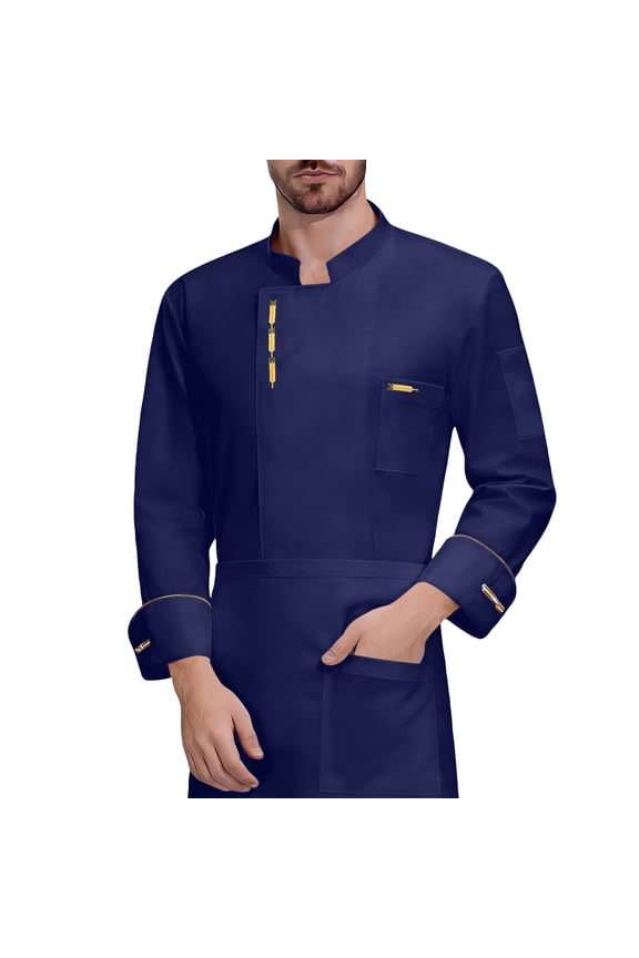 Men's Long-Sleeve Chef Jacket, Lightweight Chef Coat, Buttoned Chef Uniform for Kitchen and Restaurant Work