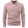 thumbnail image 1 of Men's Long Sleeve Collared V Neck Knit Sweater Textured Classic Fit Pullover, 1 of 9