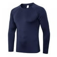 thumbnail image 1 of Men's Long-Sleeve Compression Shirt Base-Layer Running T-Shirts Top(XX-Large, Raglan - Navy), 1 of 9