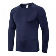 Men's Long-Sleeve Compression Shirt Base-Layer Running T-Shirts Top(XX-Large, Raglan - Navy)