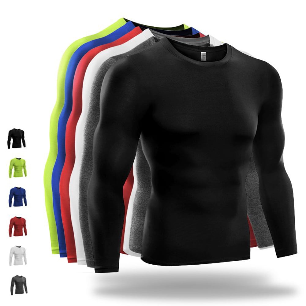 Men's Long Sleeve Compression Shirts, Base-Layer Quick Dry Workout T ...