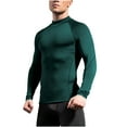 thumbnail image 1 of Men's Long Sleeve Compression Shirts, Mock Neck Athletic Workout T Shirt, Rash Guard Base Layer Undershirt Tops Army Green XXL, 1 of 4