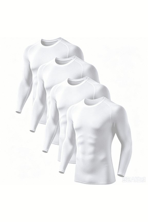 Men's Long Sleeve Compression Shirts Multi-Pack Athletic Base Layer Undershirt Workout Tee