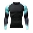 thumbnail image 1 of Men's Long Sleeve Compression Shirts, Stretch Colorblock Athletic Base Layer Top for Outdoor Gym Sports Workout, 1 of 9