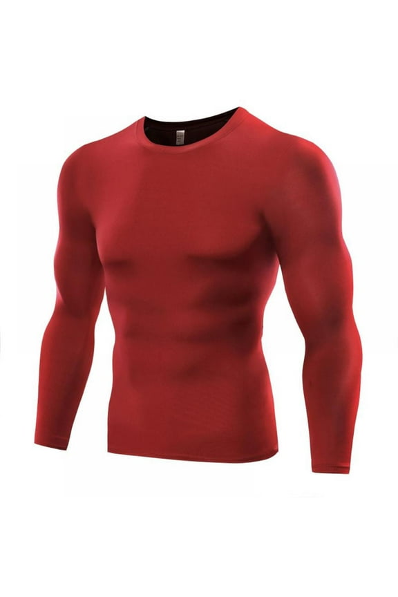 Men's Long Sleeve Compression T-Shirt, Sports Athletic Gym Base Layer Dry Cool Top for Workout Running Fitness