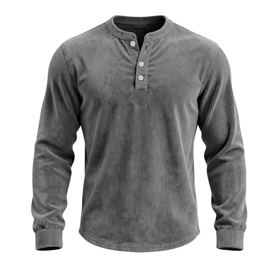 Men's Long Sleeve Corduroy Henley Casual Henley T-shirts for Men