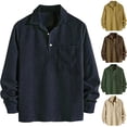 thumbnail image 1 of Men's Long Sleeve Corduroy Shirt Casual Lapel Button Down Shirt Tops Solid Color Loose Fit Soft Vintage Texture Daily Work Office Travel Outfits Fashion Essentials Gift for Him, 1 of 8