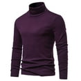 thumbnail image 1 of Men's Long Sleeve Cotton T Shirt Classic High Neck Casual Solid Color Tees Men High Elasticity Turtleneck Tops Blouse Shirts for Men, Purple&L, 1 of 8