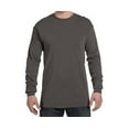 thumbnail image 1 of Men's Long Sleeve Cotton T-Shirt Crew Neck Pre-Washed 2X-Large, Coal, 1 of 1