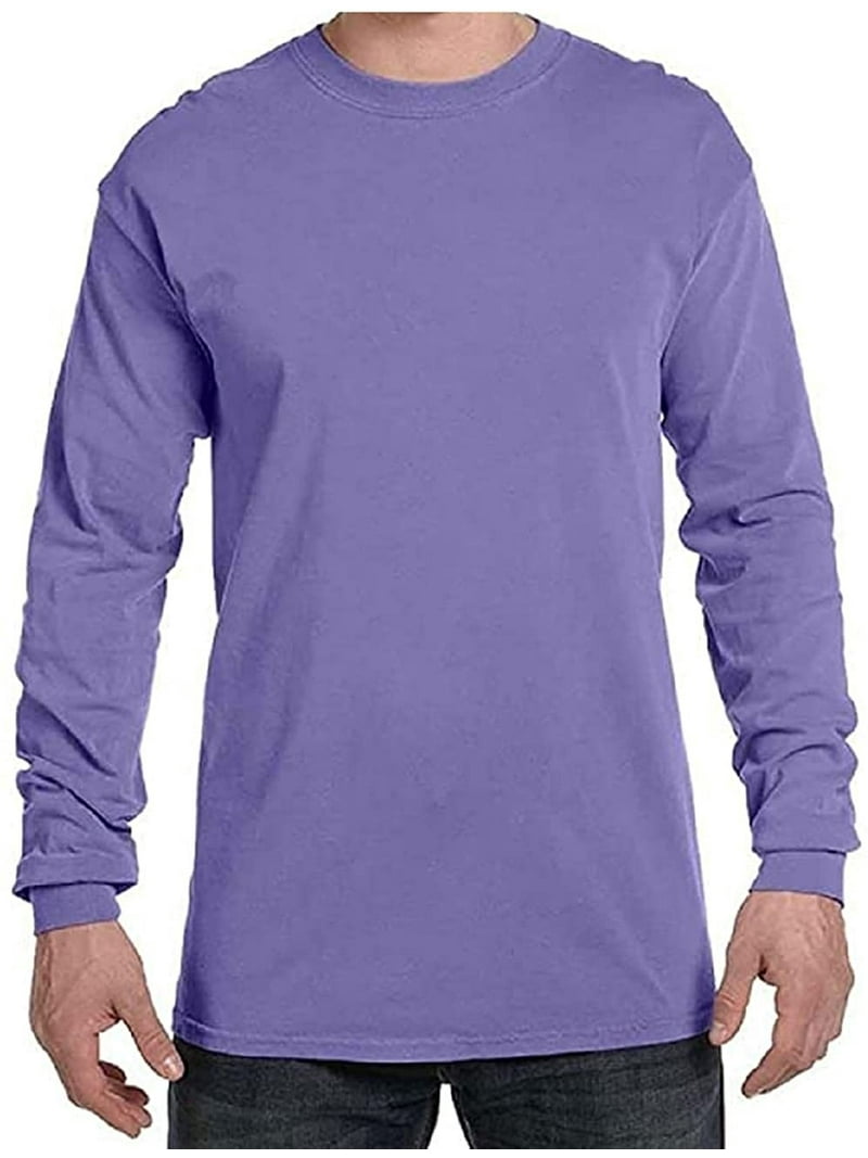 Men's Long Sleeve Cotton T-Shirt Crew Neck Pre-Washed X-Large