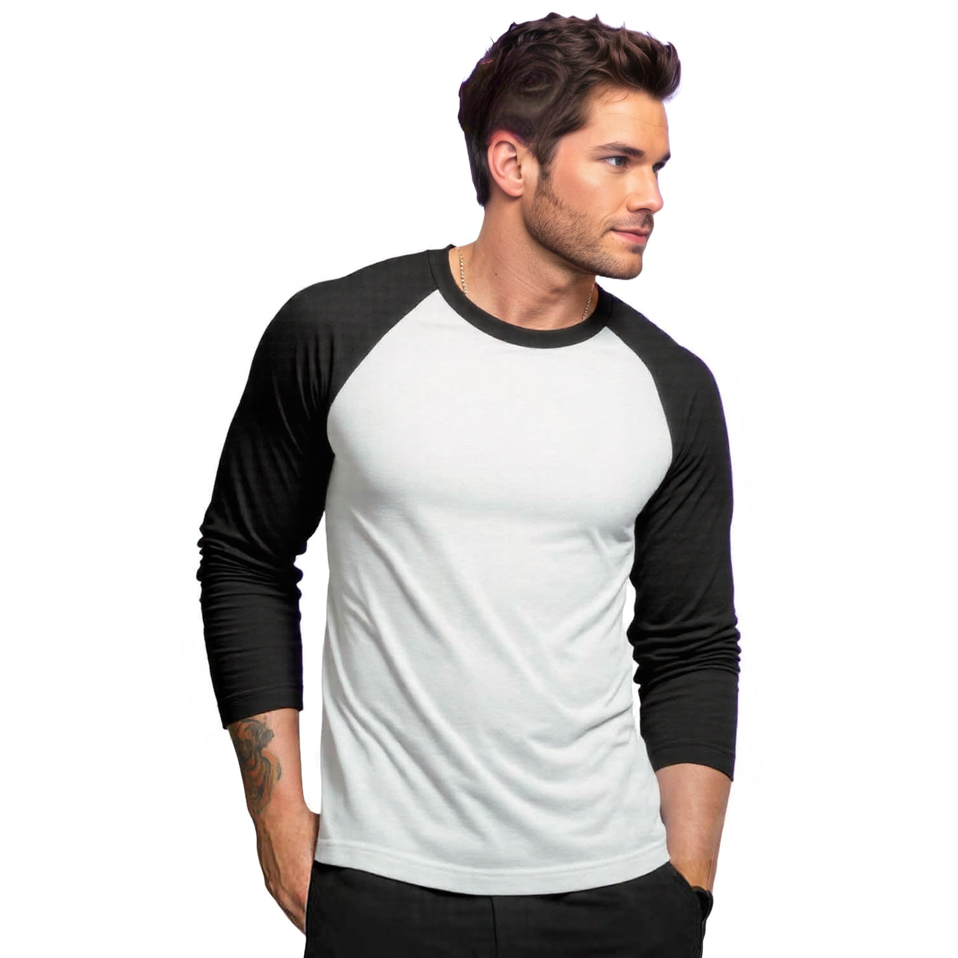 Men's Long Sleeve Crew Neck Casual Dynamic Cotton Raglan T Shirts