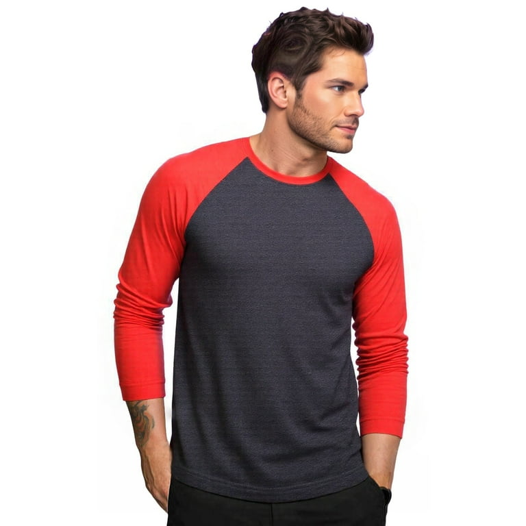 Men's Long Sleeve Crew Neck Baseball Shirt, Casual Dynamic Cotton