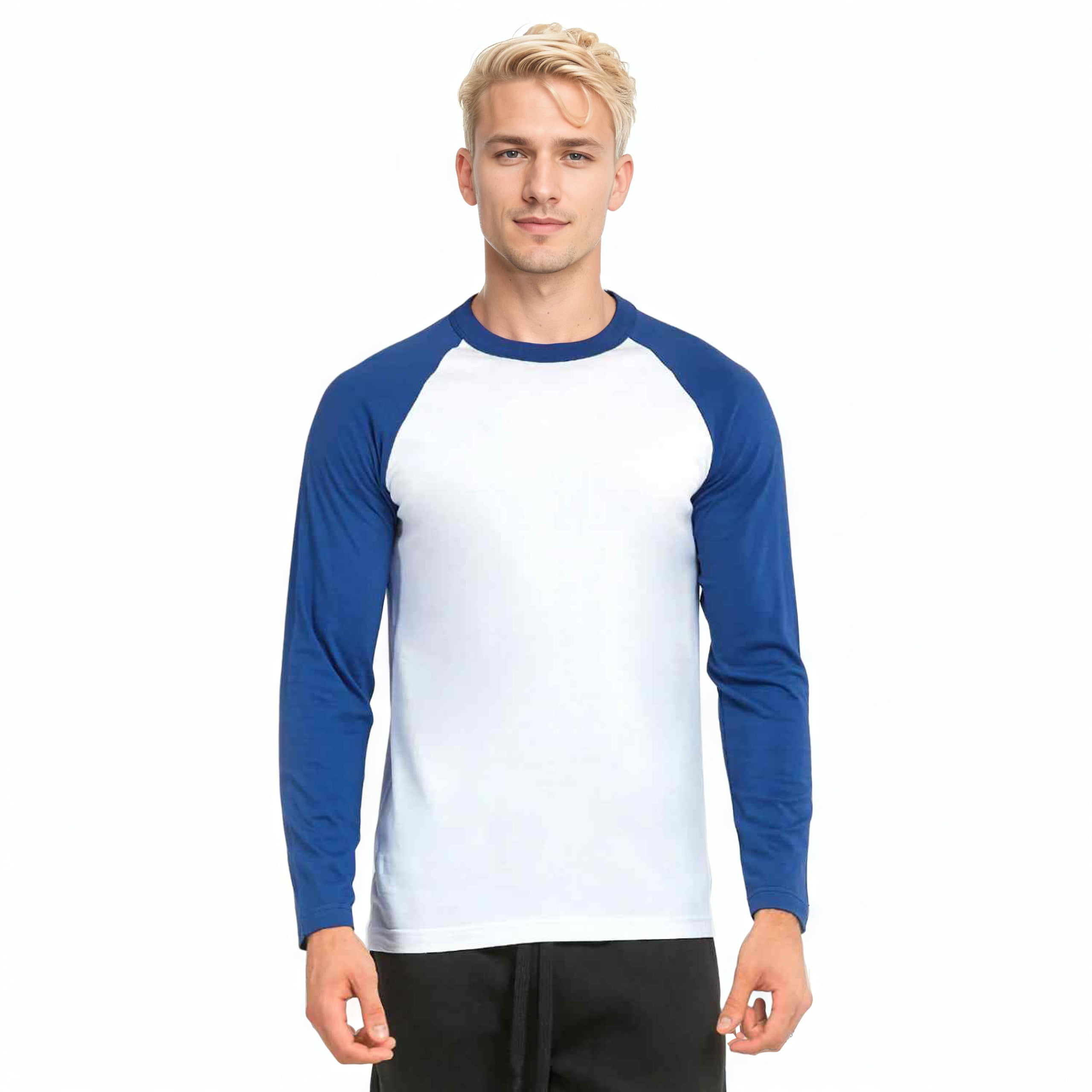 Men's Long Sleeve Crew Neck Baseball Shirt, Casual Dynamic Cotton