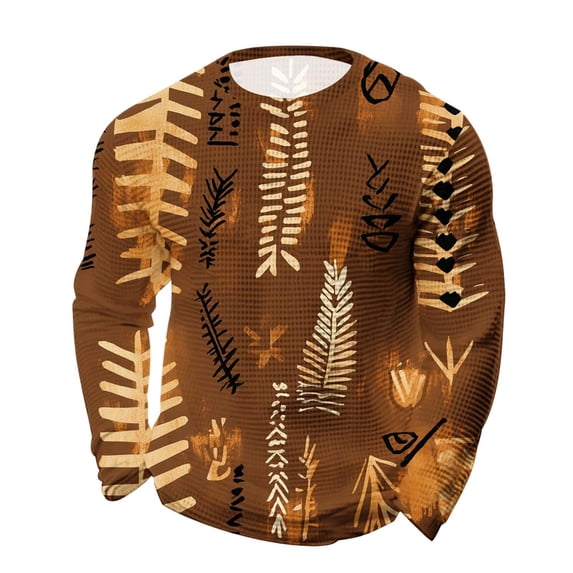 Men's Long Sleeve Crew Neck Shirts Printed Vintage Spring Fall Casual T-Shirts Solid Color Soft Streetwear Basic Tops 2026