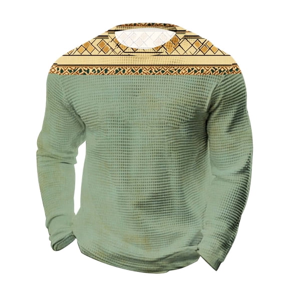 Men's Long Sleeve Crew Neck Shirts Printed Vintage Spring Fall Casual T-Shirts Solid Color Soft Streetwear Basic Tops 2026