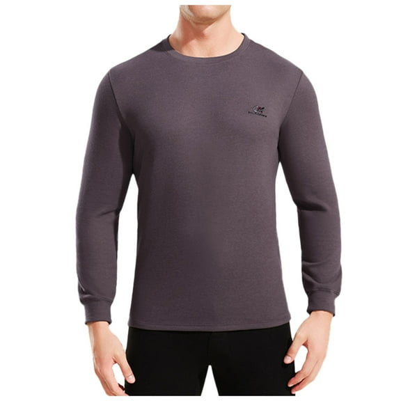 Men's Long Sleeve Crew Neck Thermal Shirt Warm Winter Base Layer Top Comfortable Casual Streetwear Fashion Mens Casual Crew Neck Basic Tees
