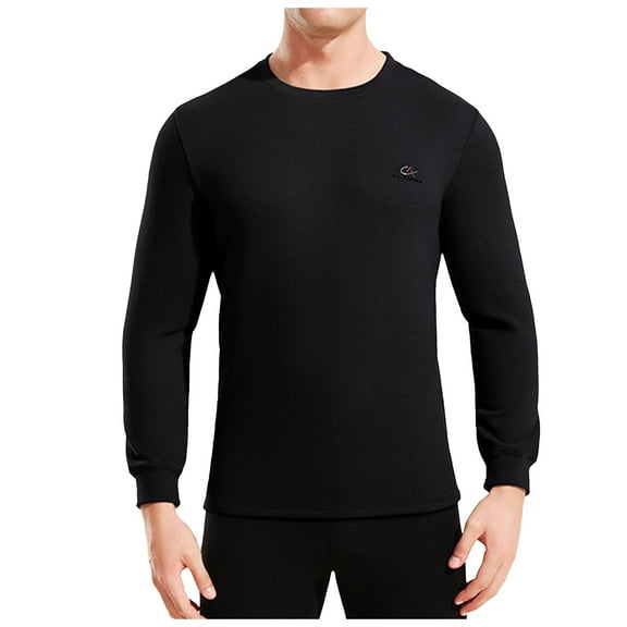 Men's Long Sleeve Crew Neck Thermal Shirt Winter Warm Base Layer Top Comfortable Casual Tee for Cold Weather Men's Lightweight Crewneck Tee Tops