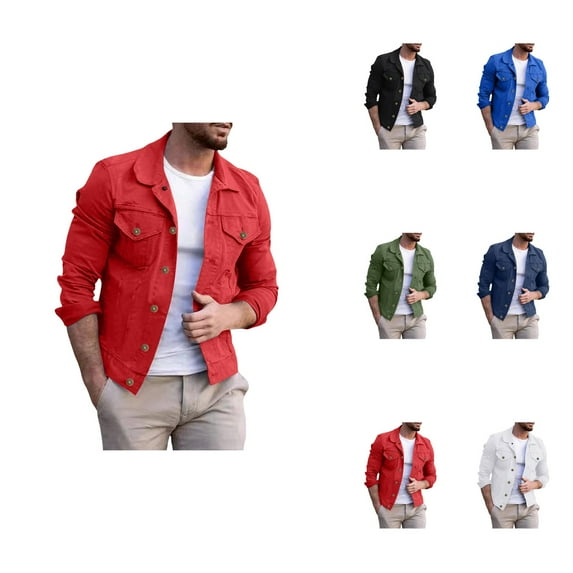 Men's Long Sleeve Denim Sweatshirt Cardigan Jacket with Hood – Casual Holiday Cargo Coat