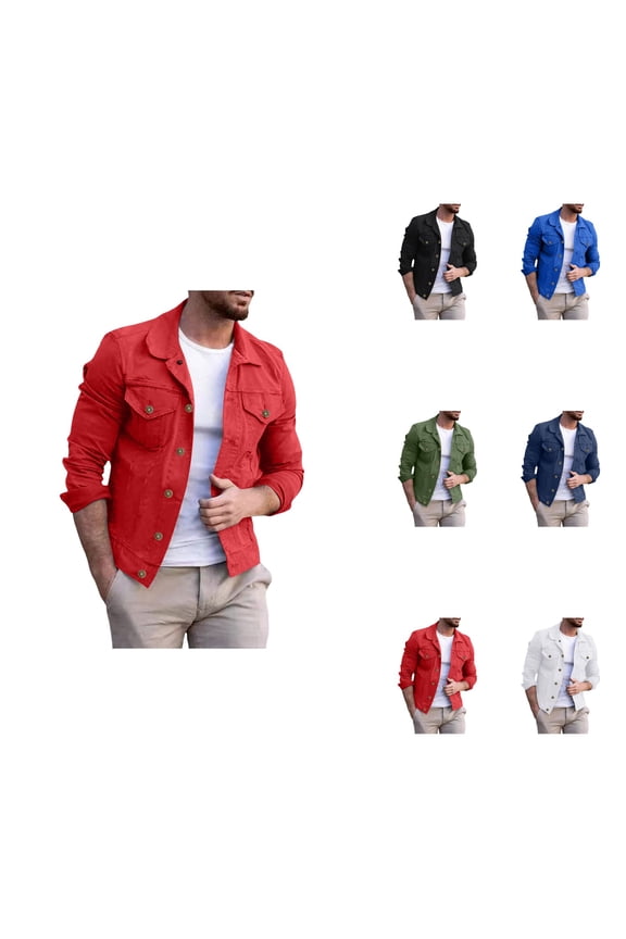 Men's Long Sleeve Denim Sweatshirt Cardigan Jacket with Hood – Casual Holiday Cargo Coat