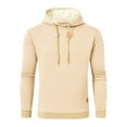 thumbnail image 1 of Men's Long Sleeve Drawstring Hoodies Pullover Waffle Tops with Hood Casual Solid Color Loose Sweatshirt for Men (Beige 2XL), 1 of 3
