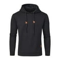 thumbnail image 1 of Men's Long Sleeve Drawstring Hoodies Pullover Waffle Tops with Hood Casual Solid Color Loose Sweatshirt for Men (Black S), 1 of 3