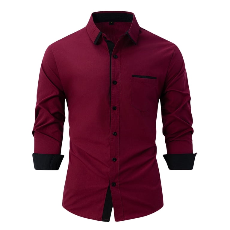 Men's Long Sleeve Dress Shirt Classic Color Block Wrinkle-Free Regular Fit  Button Down Stretch Business Shirts - Walmart.com