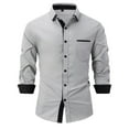 thumbnail image 1 of Men's Long Sleeve Dress Shirt Classic Color Block Wrinkle-Free Regular Fit Button Down Stretch Business Shirts, 1 of 7