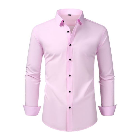 Men's Long Sleeve Dress Shirts Stretch Wrinkle Free Button Down Shirt Business Wedding Formal Shirts Regular Fit