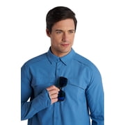 Coolibar Mens Long Sleeve Fishing Shirt - UPF 50+ Sun Protection - Nassau in Blue Dusk