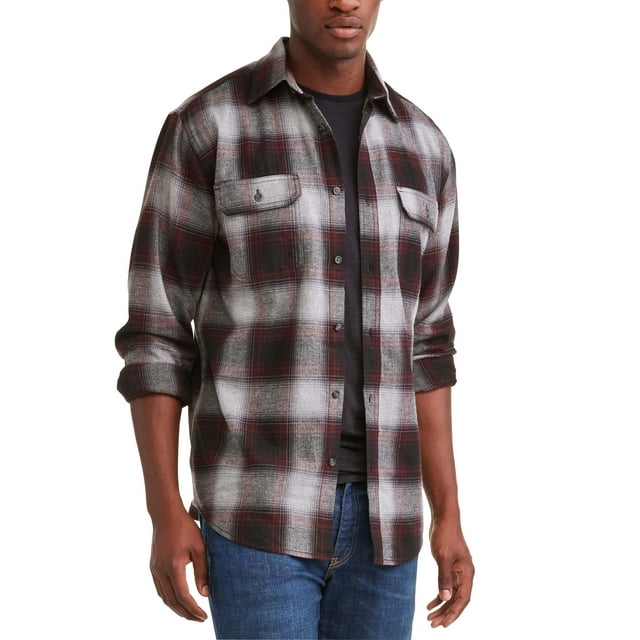 Men's Long Sleeve Flannel Shirt, Up To 5XL