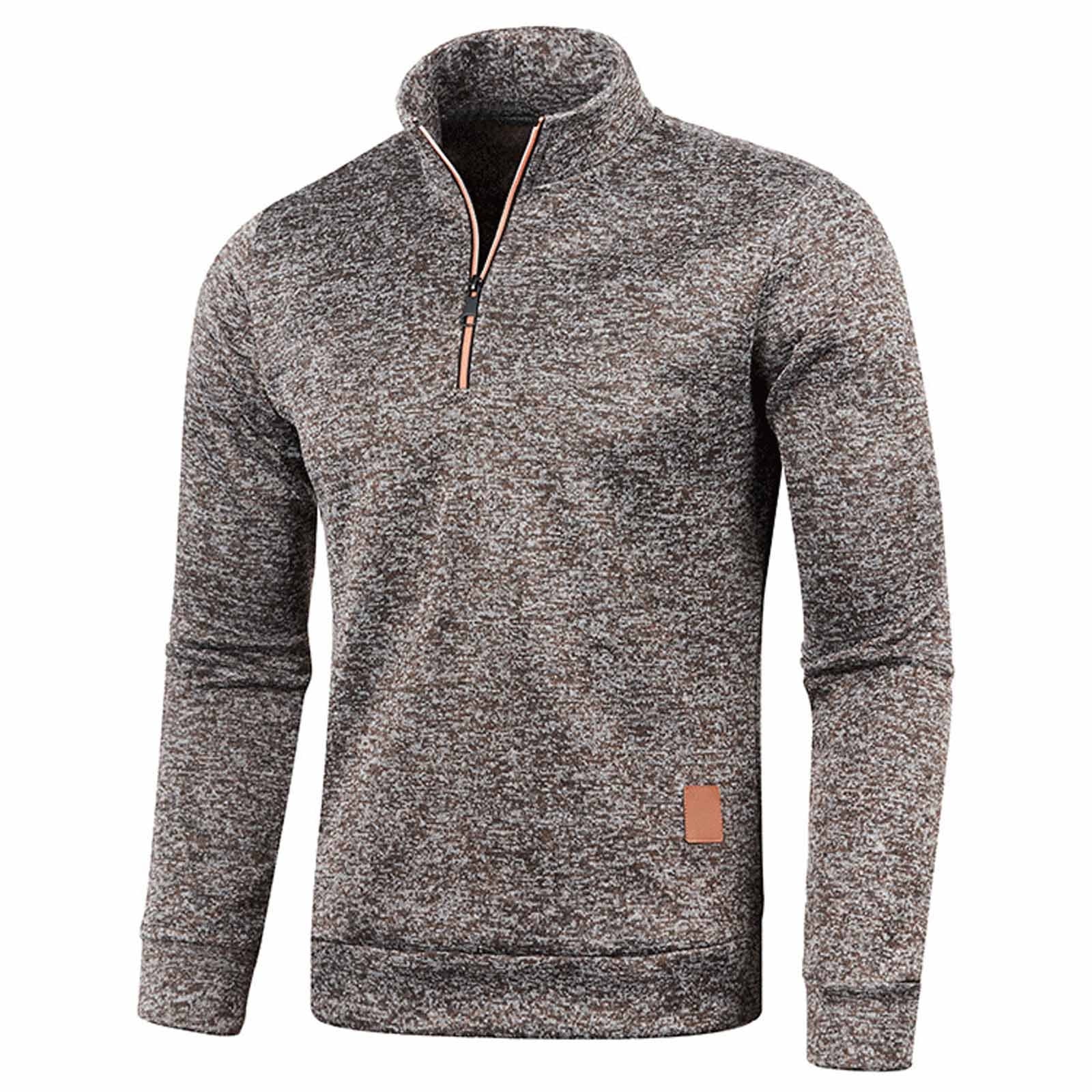 Men's Long Sleeve Fleece Quarter-Zip Premium Fleece Lined Long Sleeve ...