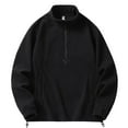 thumbnail image 1 of Men's Long Sleeve Fleece Quarter Zip Pullover Sweatshirt Men's Fluffy Polar Fleece Sweatshirt Solid Color Half Zip Unisex Hoodie Pullover Casual Lightweight Sweatshirt, 1 of 8