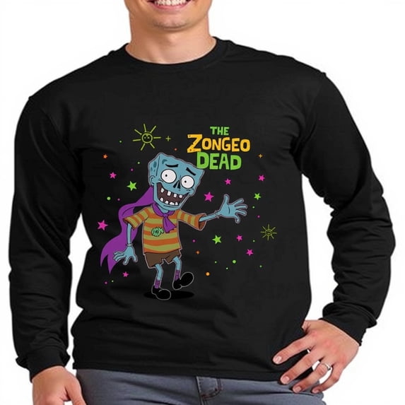 Men's Long Sleeve Graphic T-Shirt - Fun Cartoon Design, for Casual Wear