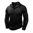 thumbnail image 1 of Men's Long Sleeve Gym Hoodies Casual Athletic Slim Fit Hooded Sweatshirts Lightweight Pullover Fashion Tops (2XL, Black), 1 of 7