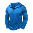 thumbnail image 1 of Men's Long Sleeve Gym Hoodies Casual Athletic Slim Fit Hooded Sweatshirts Lightweight Pullover Fashion Tops (2XL, Dark Blue), 1 of 7
