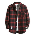 thumbnail image 1 of Men's Long Sleeve Heavyweight Fleece Shirt Casual Loose Button-Up Flannel Plaid Shirt Jacket, 1 of 4