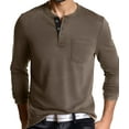 thumbnail image 1 of Men's Long - Sleeve Henley Shirt: Button - Placket, Chest Pocket for Casual & Layering, 1 of 5