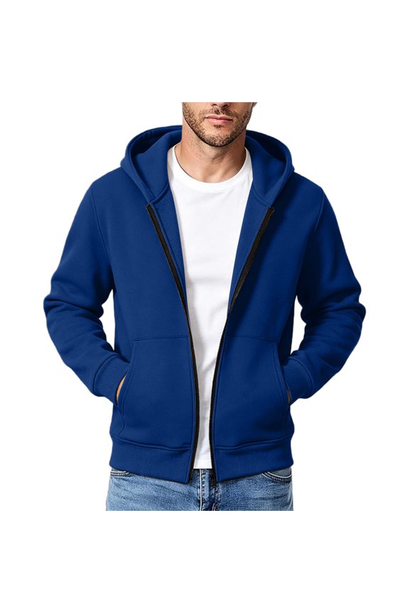 Men's Long Sleeve Hooded Jacket Convertible Backpack Portable Packable Windbreaker Lightweight Full Zip Up Top Water Resistant for Travel Hiking Outdoor Summer Spring Wear Royal Blue XXXL
