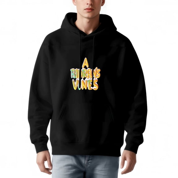 Men's Long Sleeve Hooded Pullover Sweatshirt with Pockets - Colorful ' A RIDAN ' S VINES ' Graphic Design Relaxed Fit Hoodie