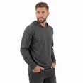 thumbnail image 1 of Men's Long Sleeve Hooded Ribbed Cuff Solid Tee/T-Shirt , Charcoal Gray L, 1 Pack, 1 of 6