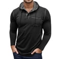 thumbnail image 1 of Men's Long Sleeve Hooded T-Shirt Casual Pullover with Button Lightweight Basic Top for Outdoor Activities and Daily Wear Mens T-Shirts Color Blues Slim V Neck T Shirts, 1 of 7