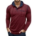thumbnail image 1 of Men's Long Sleeve Hooded T-Shirt Casual Pullover with Button Lightweight Basic Top for Outdoor Activities and Daily Wear Mens T-Shirts Color Blues Slim V Neck T Shirts, 1 of 6