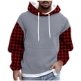 thumbnail image 1 of Men's Long Sleeve Hoodie Drawstring Hooded Color Block Casual Pullover Sweatshirts Red M, 1 of 4