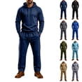 thumbnail image 1 of Men's Long Sleeve Hoodie Jogger Matching Set Ndbuld Men's Solid Color Long Sleeve Hooded Sweatshirt With Elastic Waist Pants - Casual Fashion Set Dark Gray,M, 1 of 9