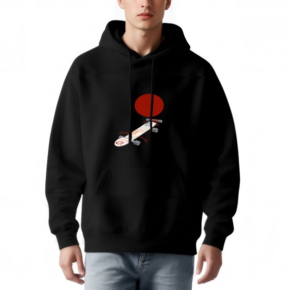 Men's Long Sleeve Hoodie Pullover Sweatshirt with Front Pocket Skateboard Graphic Design Relaxed Fit Drawstring Hood