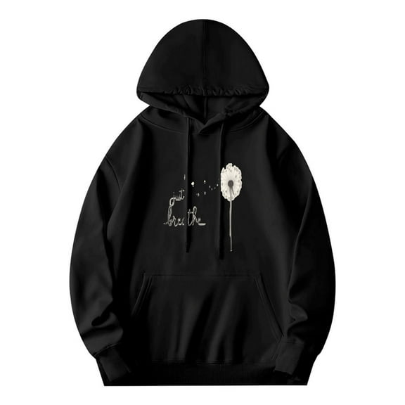 Men's Long Sleeve Hoodie Pullover Sweatshirt with Pockets - Minimalistic Blowing Design