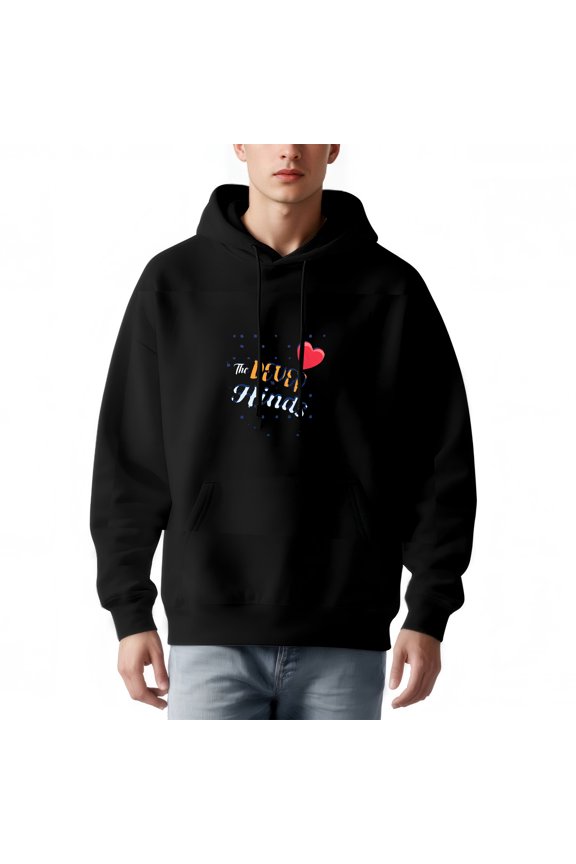 Men's Long Sleeve Hoodie Pullover Sweatshirt with Pockets Stylish Red Heart Design & ' The HUP RIDAS ' Text Soft & Comfortable Fit