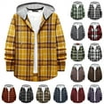 thumbnail image 1 of Men's Long Sleeve Hoodie Shirts Casual Button Down Plaid Shirt Jackets Loose Fit Lightweight Sweatshirt Outwear, 1 of 10