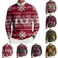 thumbnail image 1 of Men's Long Sleeve Knit Sweaters Crew Neck Christmas Print Pullover Sweaters Fall Winter Casual Knitwear Green S, 1 of 5