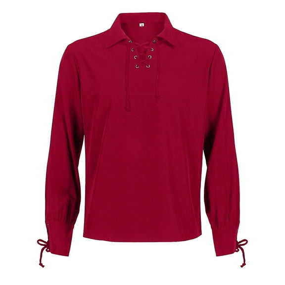 Men's Long Sleeve Lace Up Shirt Halloween Gothic Themed Tops Mens Summer Lightweight Pullover Tee Shirts